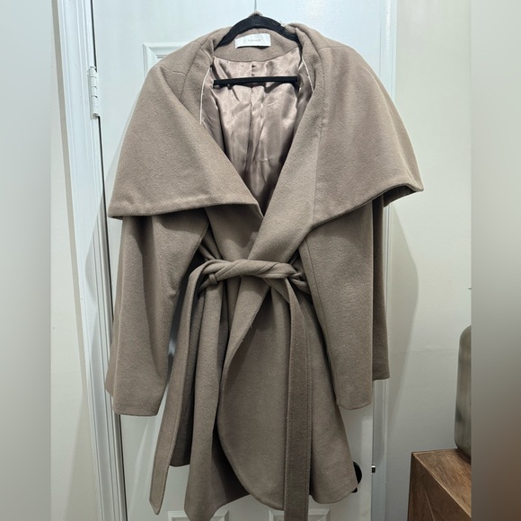 T Tahari Tan Wrap Coat - Picture 1 of 3